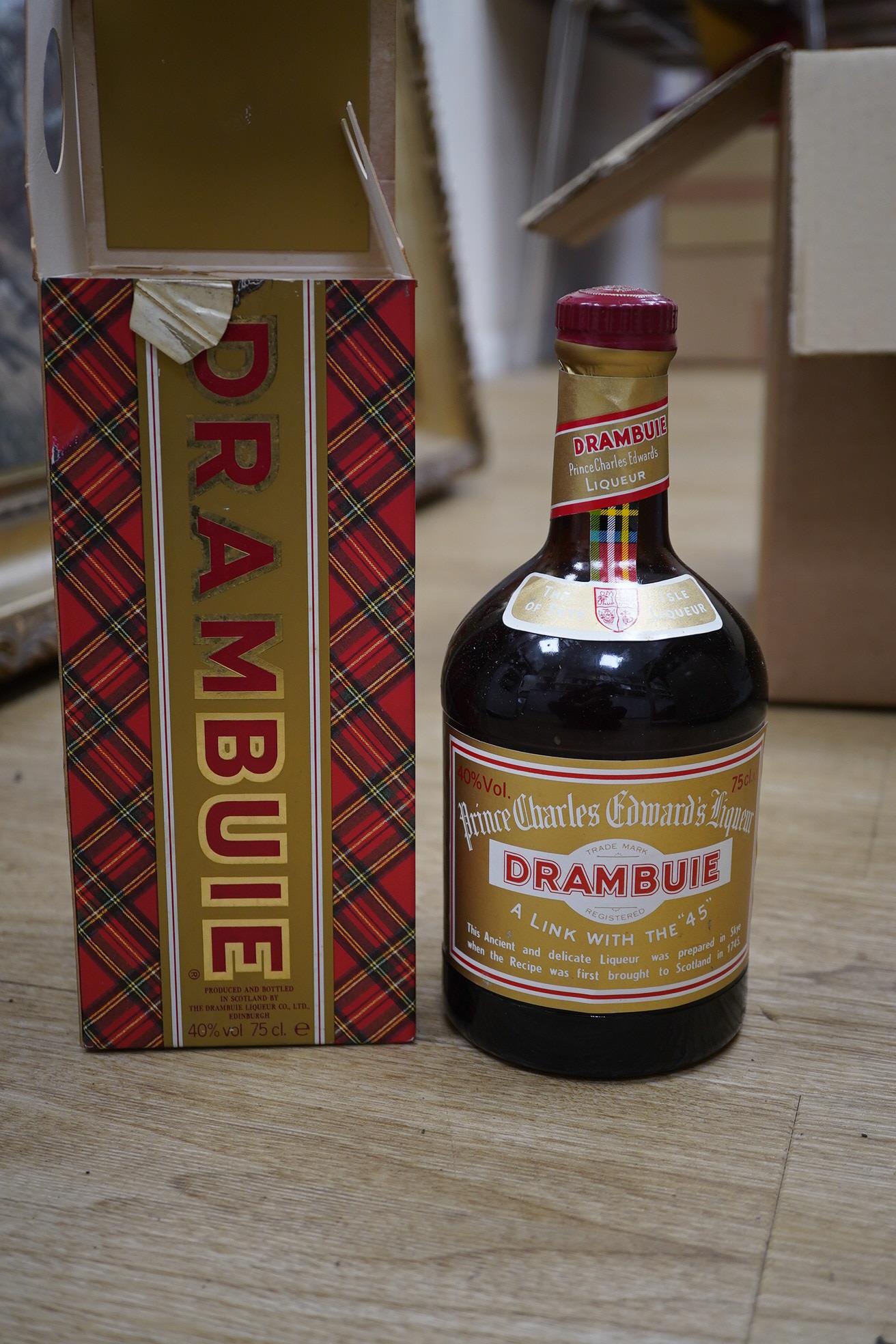 Seventeen bottles of various liqueurs including, Drambuie, Crème de Menthe etc. Condition - storage unknown